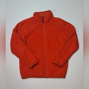 LL Bean Sherpa Lined Fleece Jacket Kids Medium 10-12 Full Zip Comfy Cozy Orange